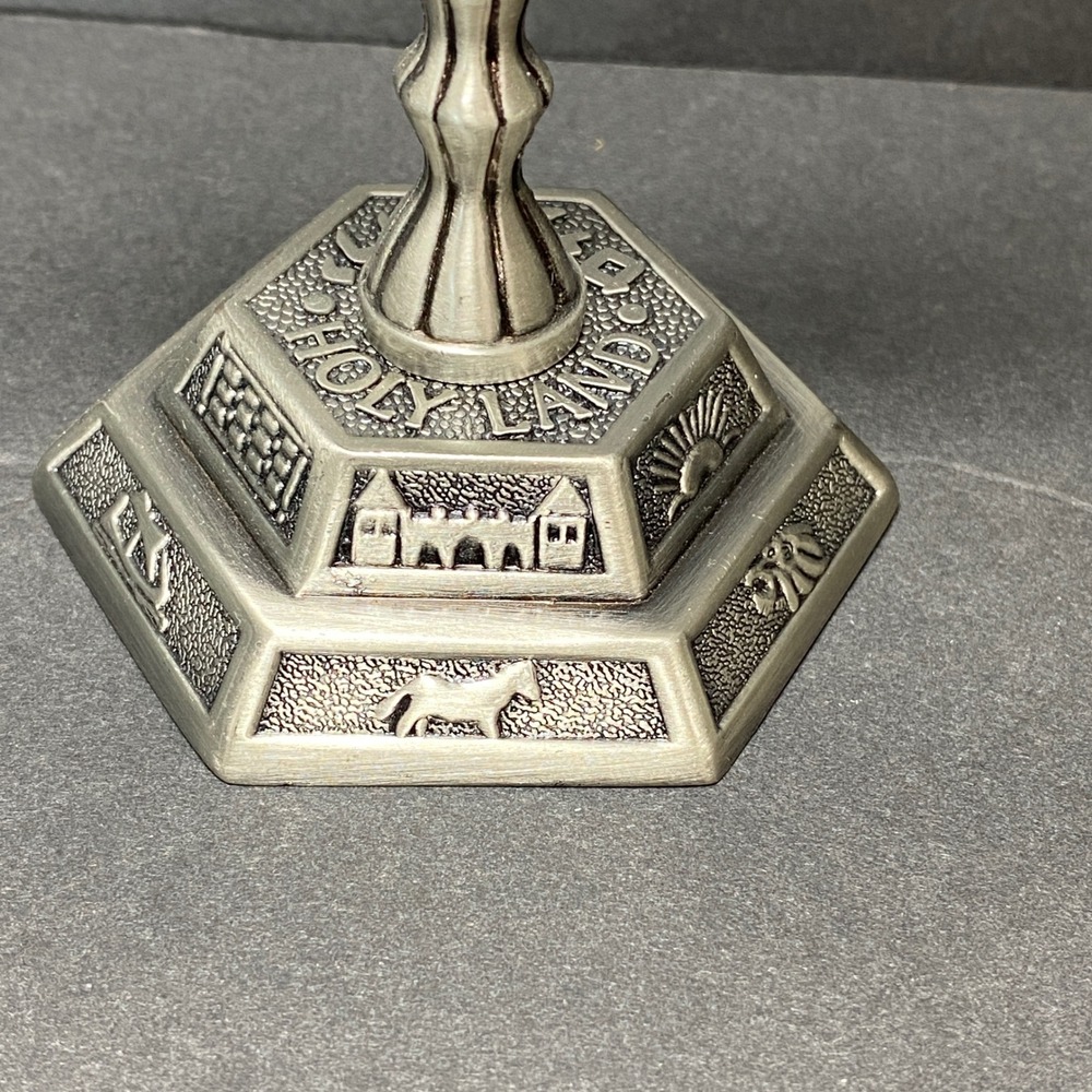 Vintage 12 Tribes of Israel Metal Hanukkah Menorah Jewish Candelabra Religious - Picture 4 of 11